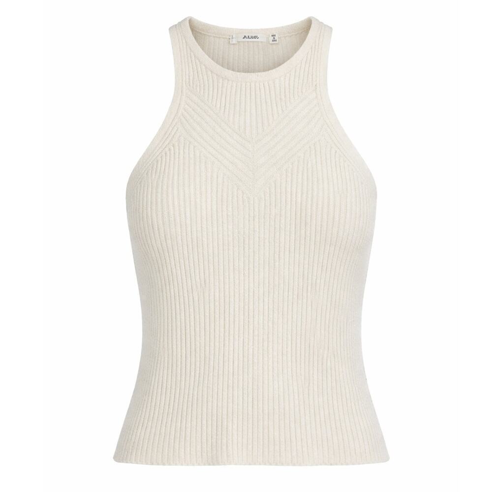 A.L.C. Lucy Rib Knit Tank Top Sz XL NWT $295 Viscose Crew Neck Chevron Top